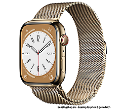 Apple Watch Series 8 GPS + Cellular leasen, 41 mm oder 45 mm Edelstahlgehäuse Gold, Milanaise Armband Gold